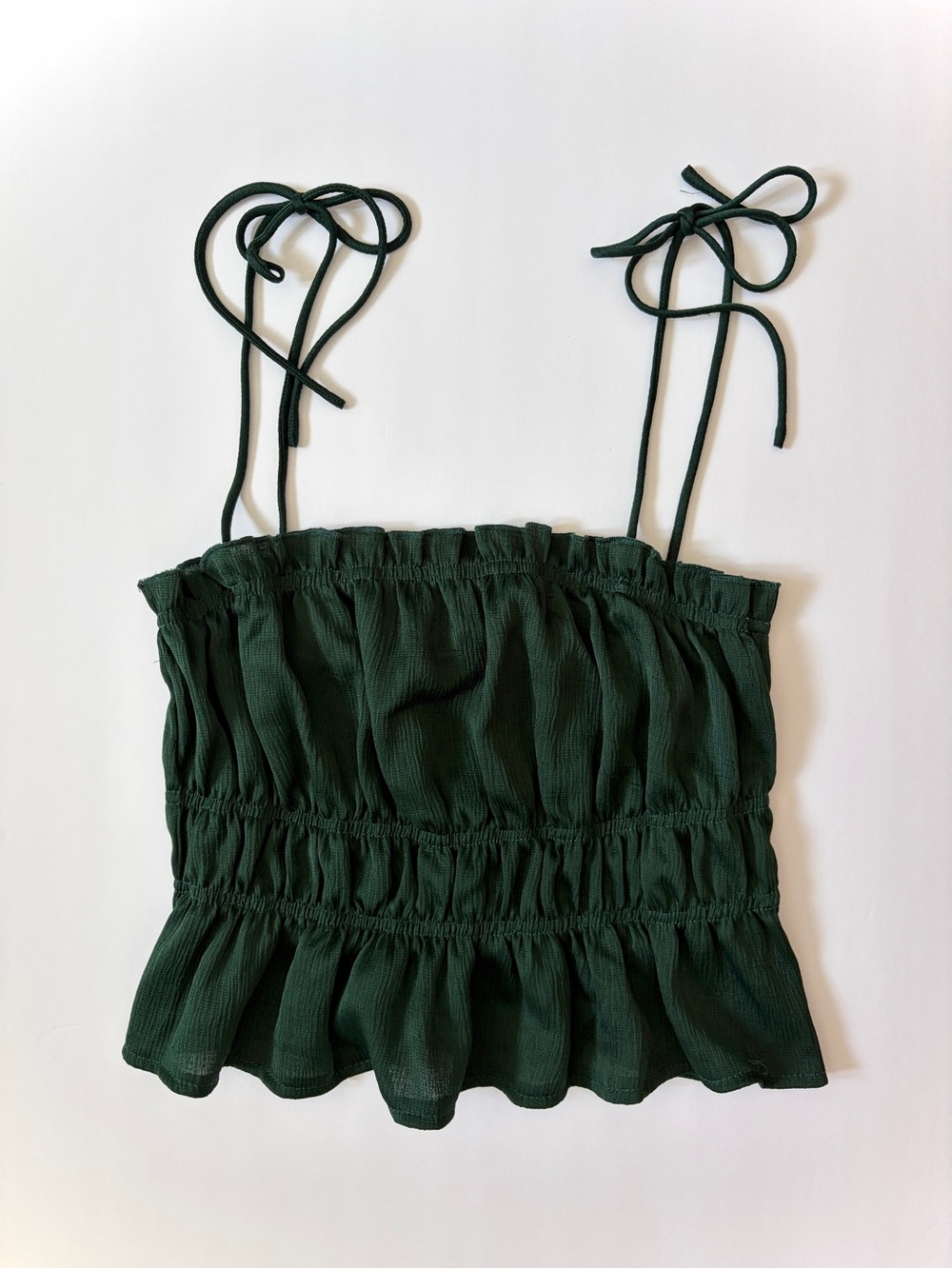 Smocked Tie-Strap Crop Cami Top